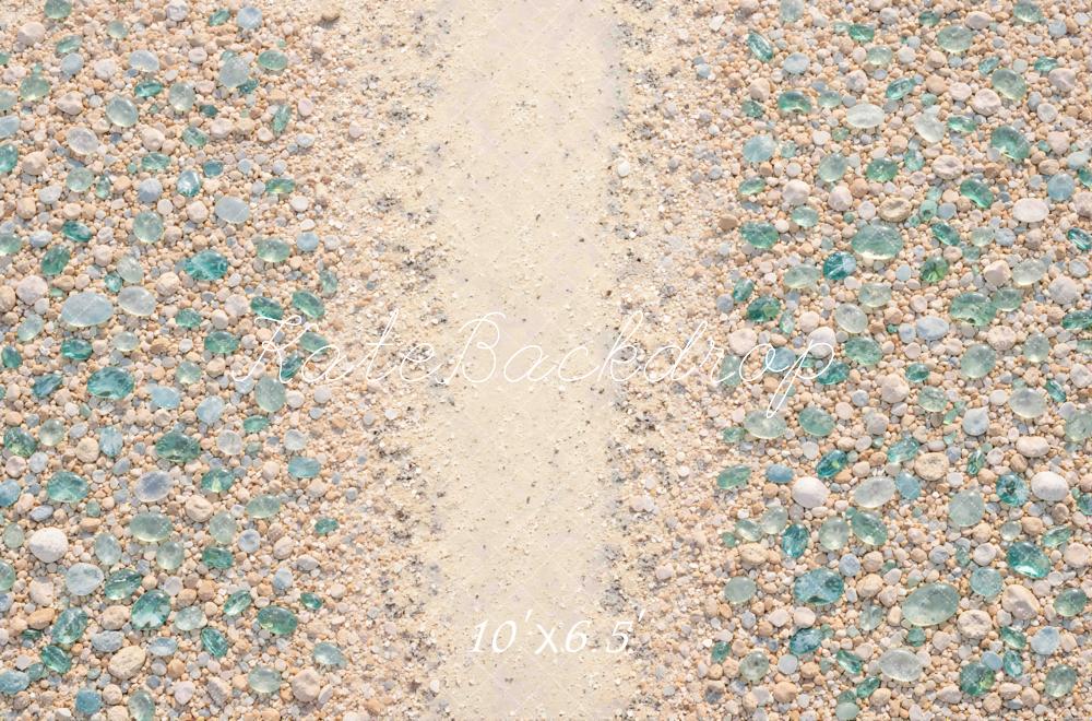 Kate Summer Sand Pebble Path Sea Glass Floor Printed Backdrop Designed by Mini MakeBelieve