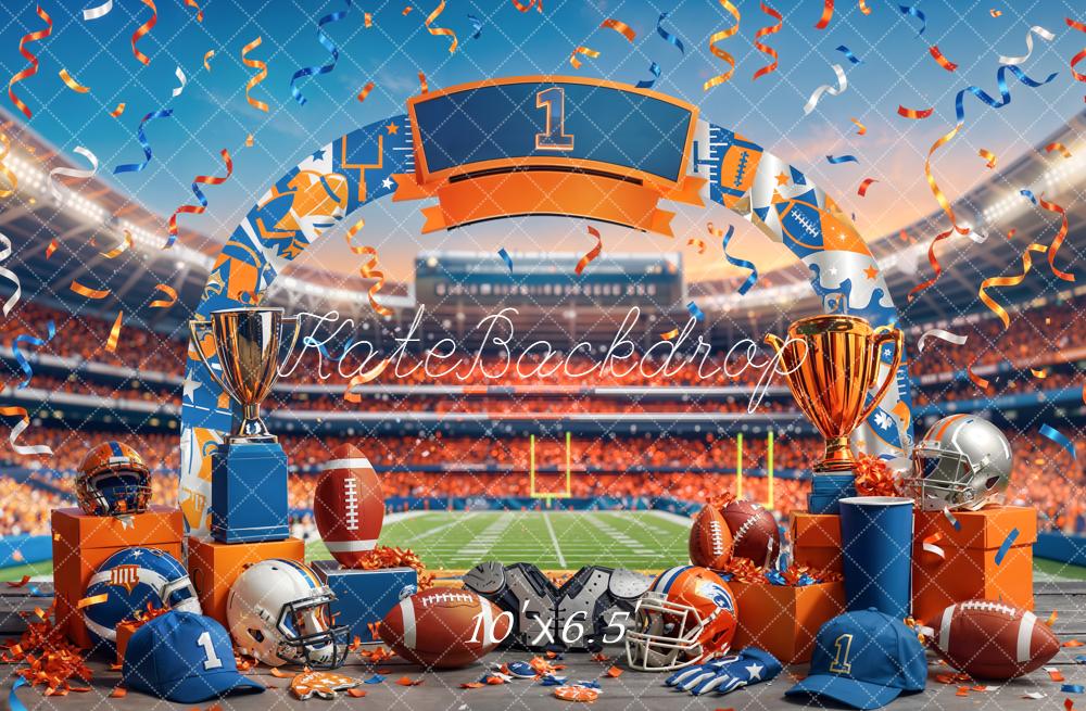 Kate Sports Football Stadium Arch Trophies Helmets Printed Backdrop Designed by Chain Photography