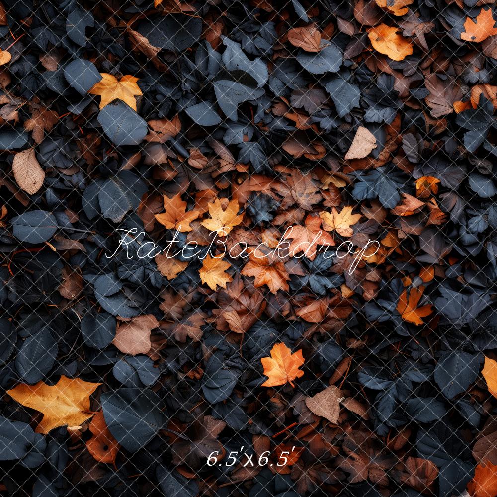 Kate Halloween Fall Black Orange Leaves Floor Backdrop Designed by Patty Roberts