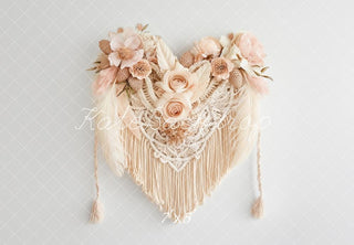 Kate Boho Macrame Floral Dusky Pink Printed Backdrop Designed by Kerry Anderson