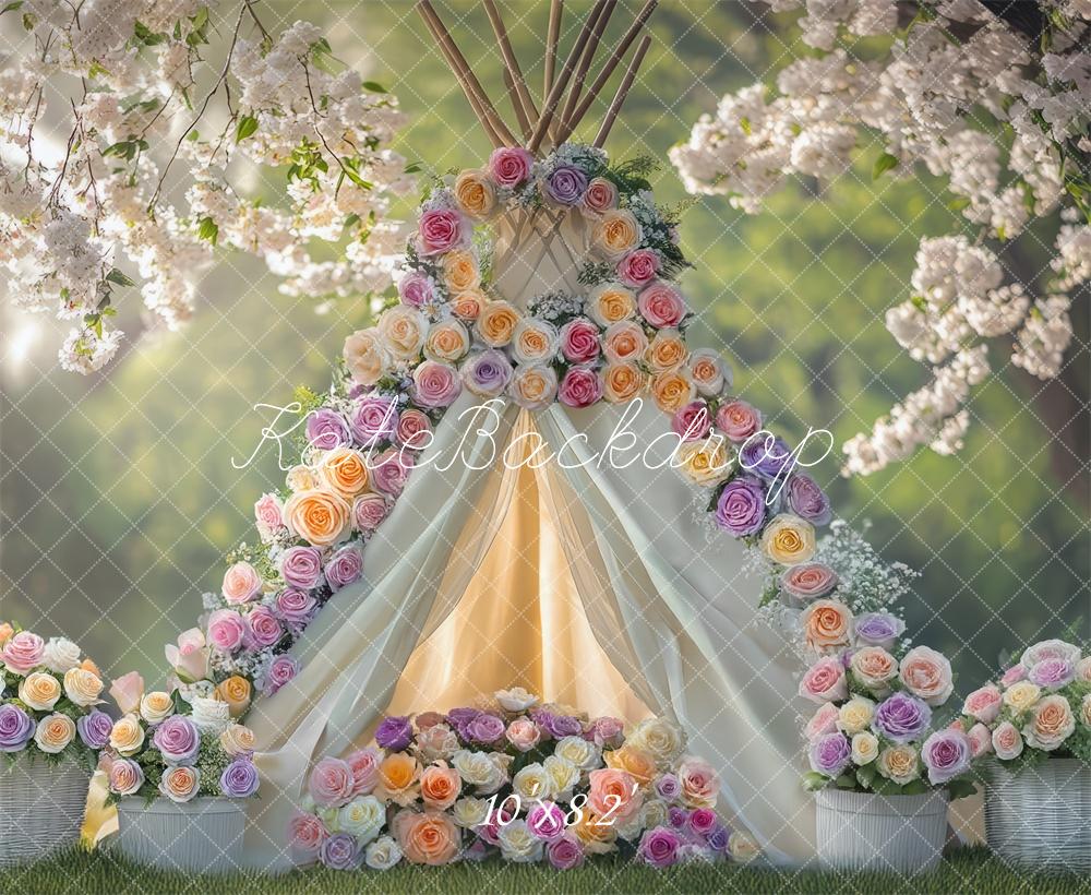 Kate Spring Outdoor Floral Teepee Backdrop Designed by Mini MakeBelieve