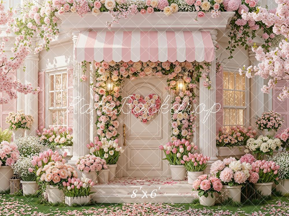 Kate Spring Pink Flower Arch Porch Entrance Backdrop Designed by Emetselch