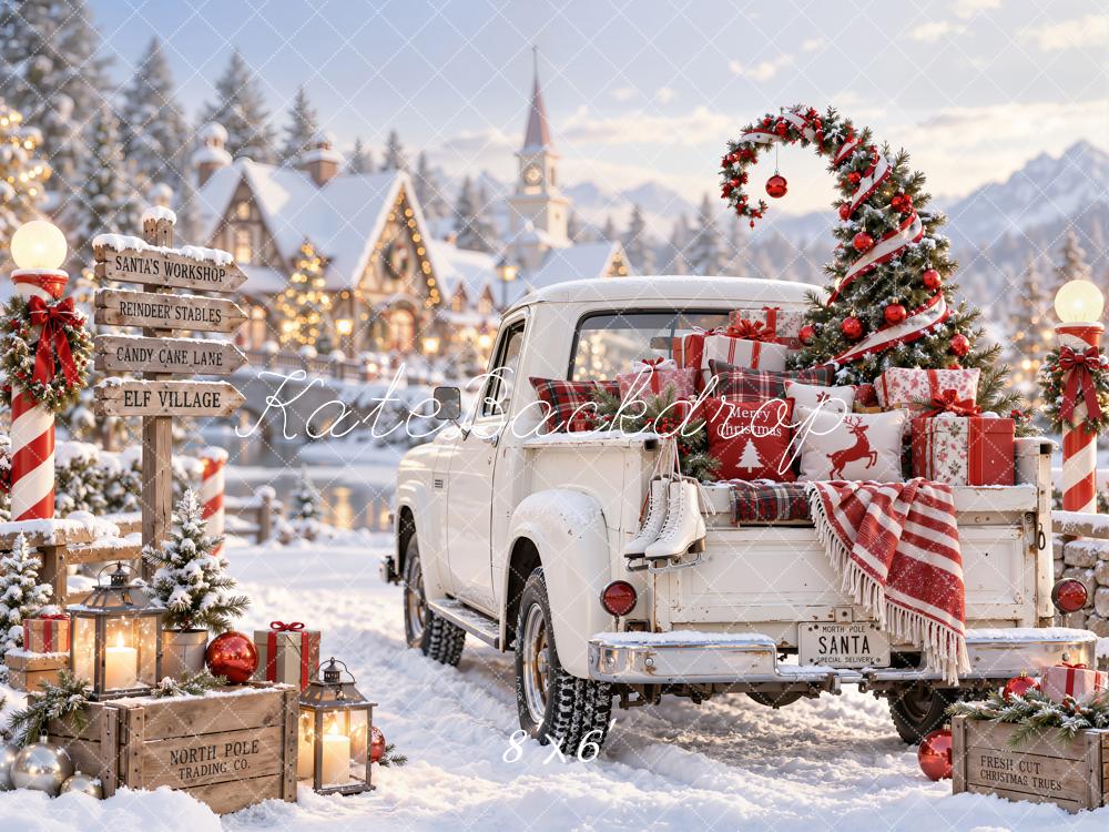 Kate Christmas Pickup Truck Christmas Tree Printed Backdrop Designed by Emetselch
