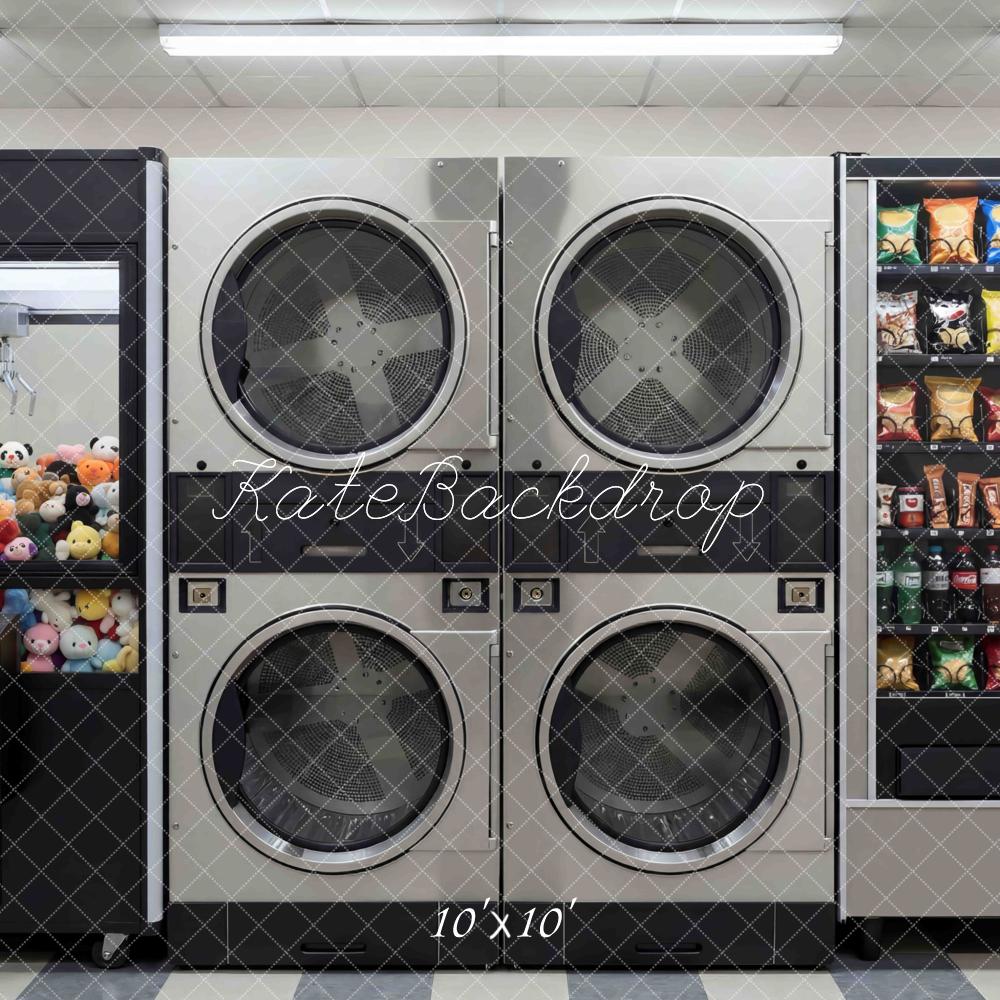 Kate Laundry Day Claw Machine Snack Vending Machine Printed Backdrop Designed by Mini MakeBelieve