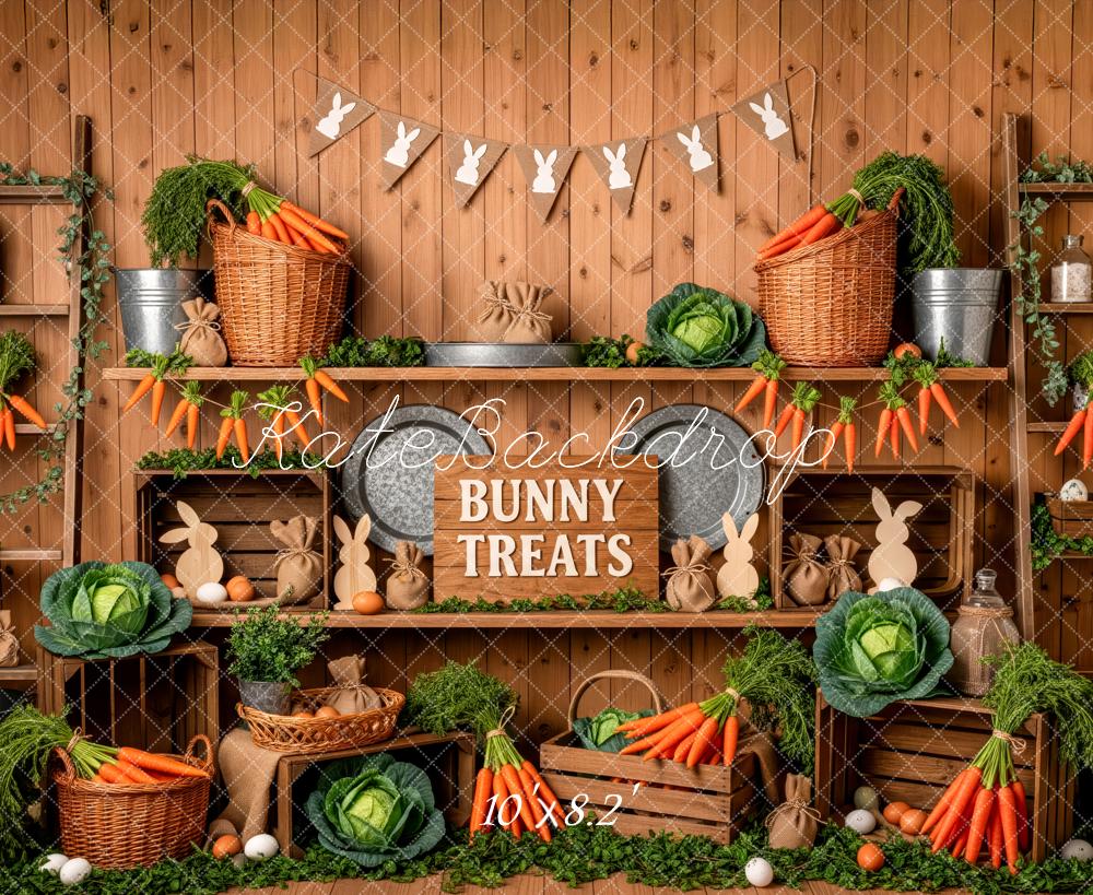 Kate Easter Bunny Treats Carrots Wooden Shelves Backdrop Designed by Patty Roberts