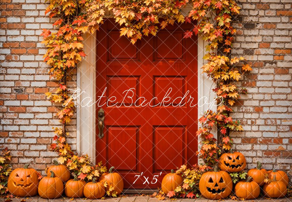 Autumn Halloween Pumpkin Door Backdrop