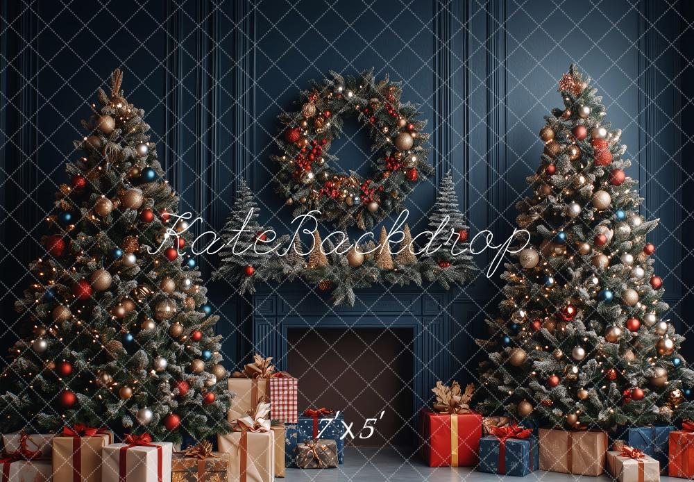 Kerstboomkrans Retro Foto Achtergrond Designed by Patty Roberts