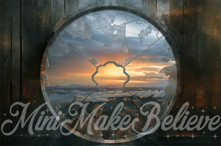 Kate Ocean Beach Round Broken Wicked Window Printed Backdrop Designed by Mini MakeBelieve