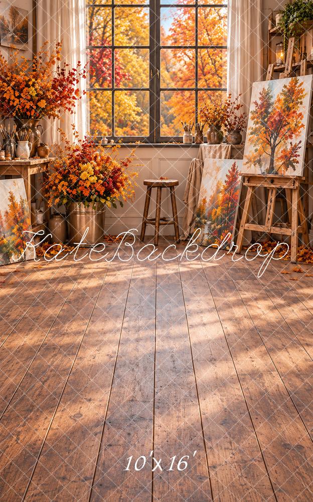 Kate Sweep Fall Floral Art Studio Window Printed Backdrop Designed by Vertigo Productions