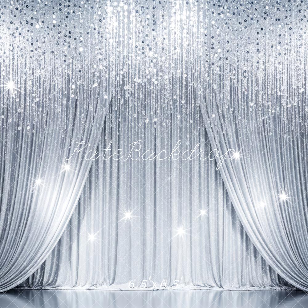 Kate Silver Curtain Sequin Sparkle Drapes Backdrop Designed by Patty Roberts