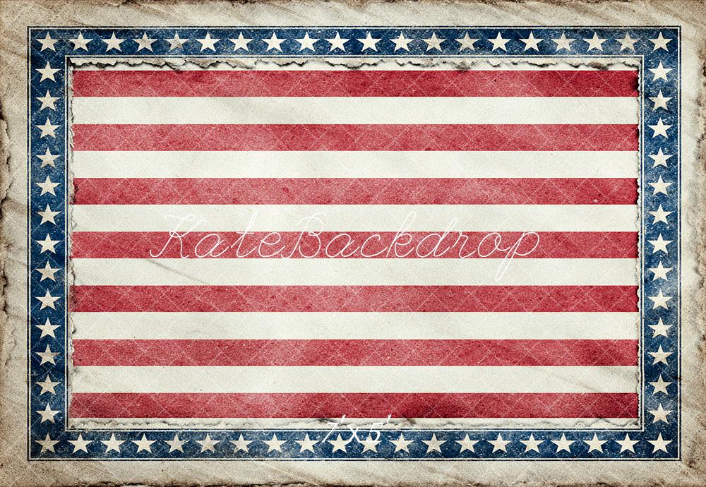 Kate Independence Day Vintage Red White Blue Stars Stripes Border Backdrop Designed by Angela Miller