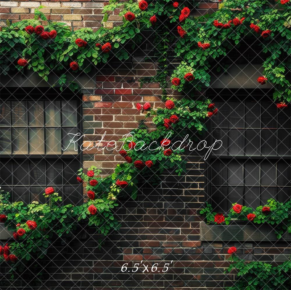 Sfondo Vintage Primaverile Verde con Rose