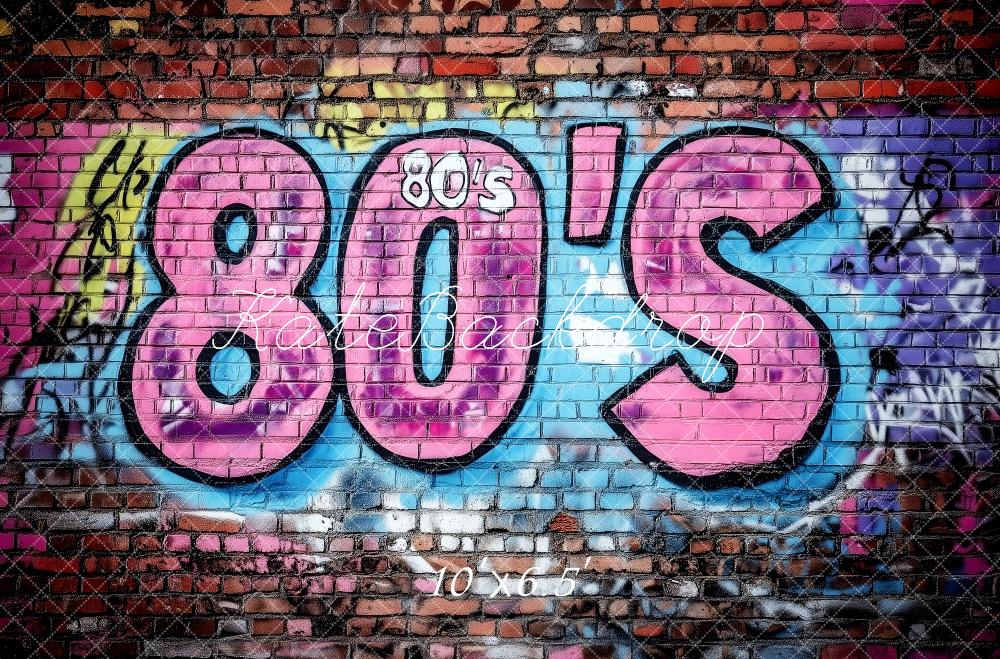 Vibrant Retro 80s Graffiti Wall Backdrop