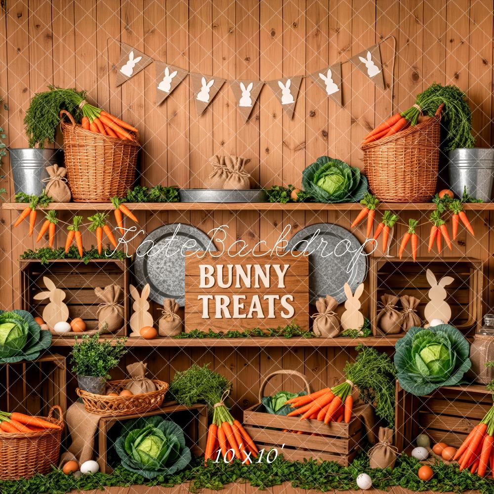Kate Easter Bunny Treats Carrots Wooden Shelves Backdrop Designed by Patty Roberts