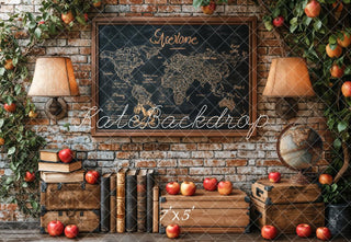 Retro Mappa Libri Sfondo Scolastico Progettato da Emetselch