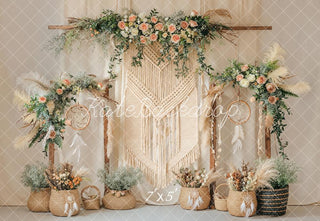 Kate Boho Flower Arch Macrame Dreamcatcher Printed Backdrop Designed by Emetselch