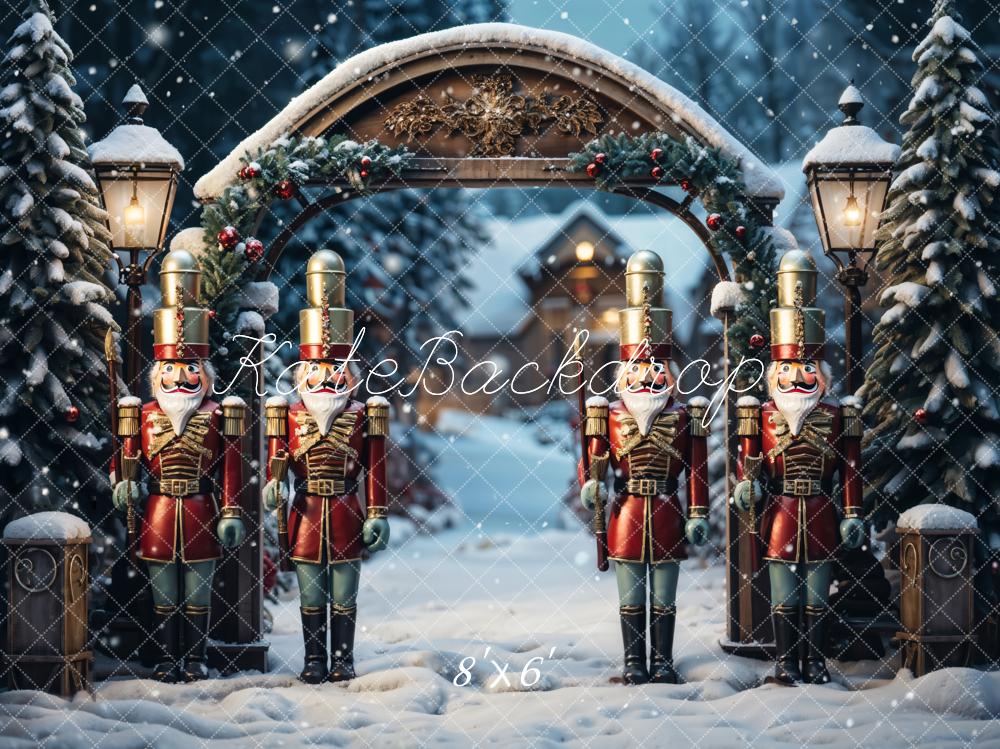 Kate Christmas Nutcracker Arch Forest Snow Backdrop Designed by Emetselch