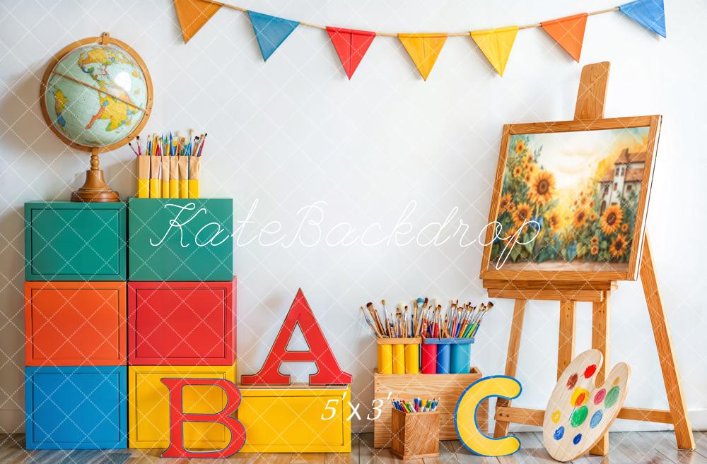 Kate School Art Painting Alphabet Blocks Backdrop Designed by Emetselch