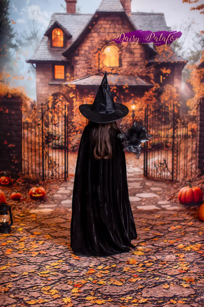 Kate Halloween Fall Vintage House Maple Tree Backdrop Designed by Emetselch