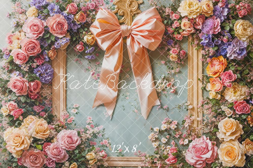Kate Spring Pastel Flower Arch Bow Backdrop Designed by Emetselch