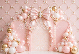 TEST Kate Birthday Princess Pink Balloon Arch Bow Printed Backdrop Designed by Ashley Paul