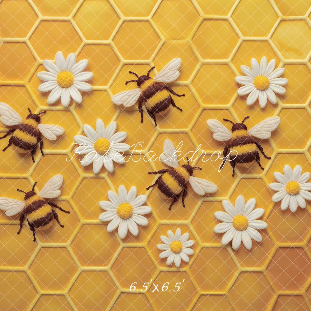 Fondo per festa di compleanno a tema ape con torta distrutta margherita