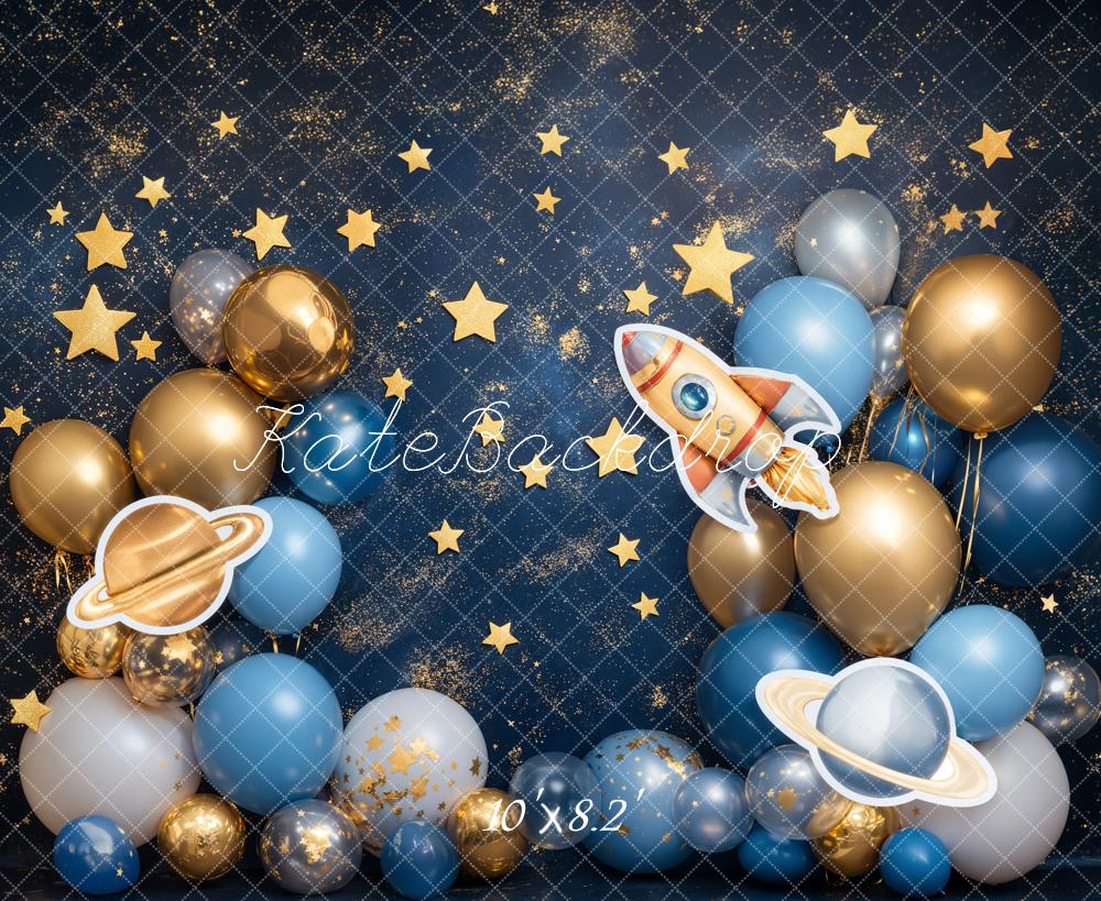 Kate Cake Smash Space Rocket Balloon Backdrop Designed by Emetselch