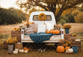 Fall Truck Kussens Pompoen Foto Achtergrond Designed by Emetselch