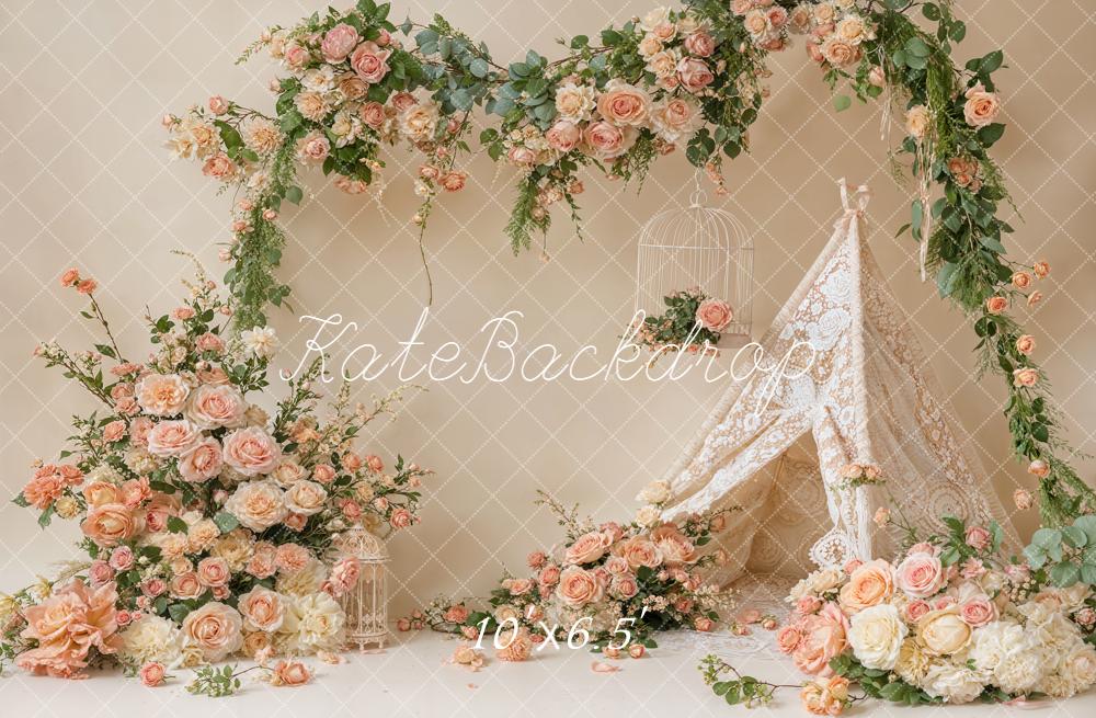 TEST Kate Spring Flower Arch Floral Tent Cream Roses Backdrop Designed by Emetselch