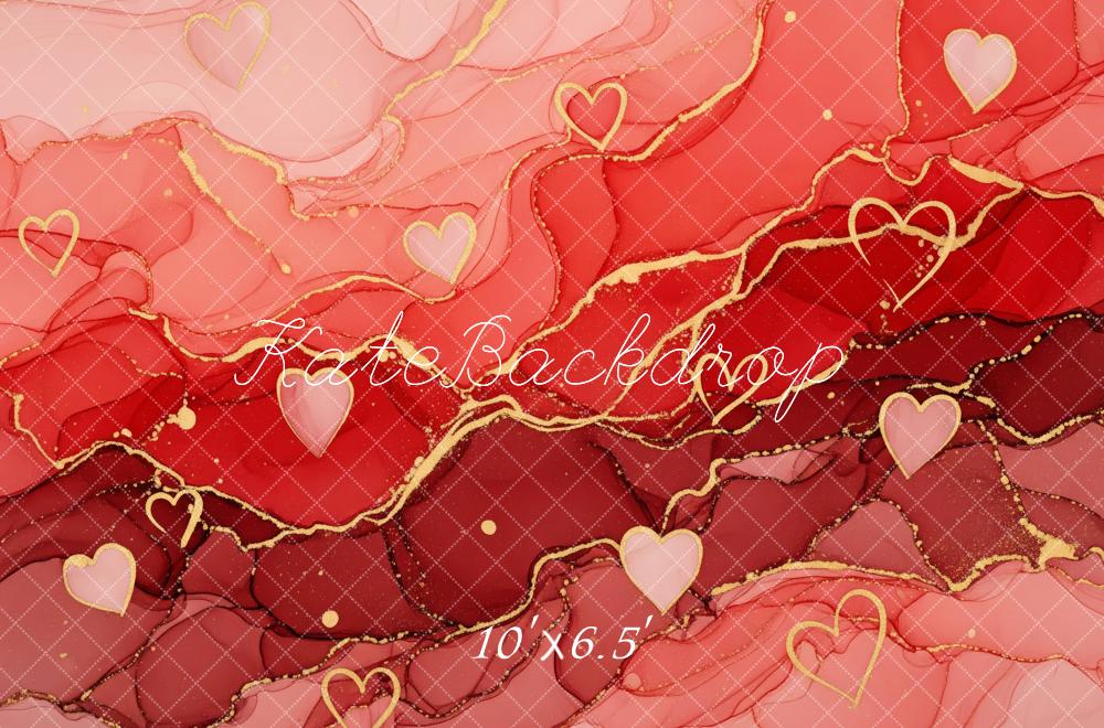 Kate Mother's Day Red Pink Abstract Gold Hearts Backdrop Designed by Patty Roberts