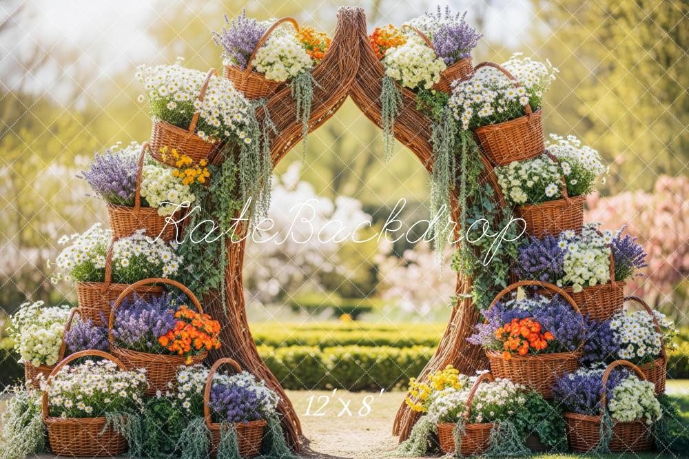 Kate Spring Flower Arch Wicker Baskets Backdrop Designed by Patty Roberts