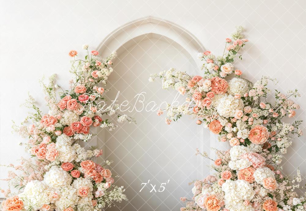 Kate Spring Flower Arch White Cream Peach Flowers Backdrop Designed by