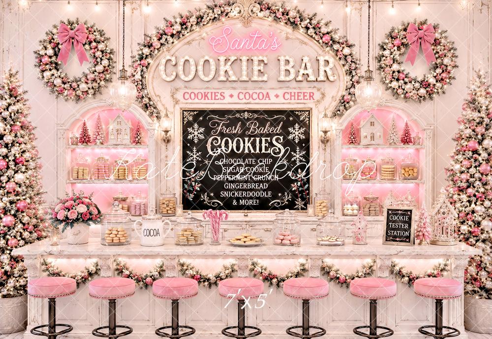 Kate Christmas Wreath Pink Cookie Bar Printed Backdrop Designed by Ashley Paul