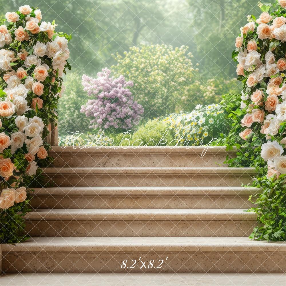 Fondo de Escaleras en Cascada Jardín Floral Diseñado por Mini MakeBelieve