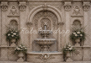 Kate Vintage Stone Fountain Floral Columns Printed Backdrop Designed by Vertigo Productions