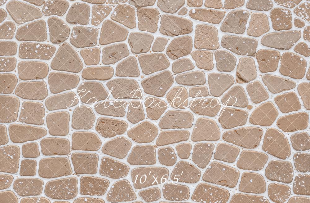 Kate Beige Snowy Cobblestone Floor Printed Backdrop Designed by Kate Image