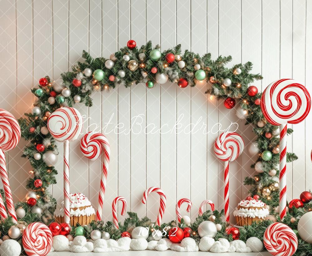 Kate Christmas Candy Cane Arch Lollipop Backdrop Designed by Patty Roberts