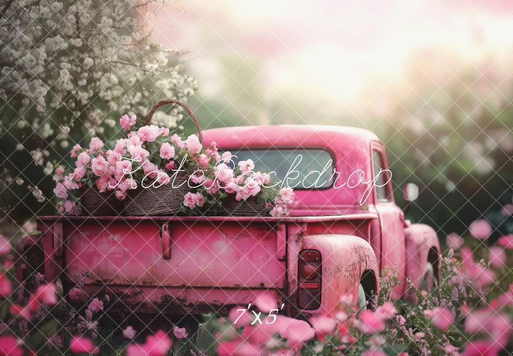 Valentine Pink Truck Flower Garden Foto Achtergrond Designed by Patty Roberts
