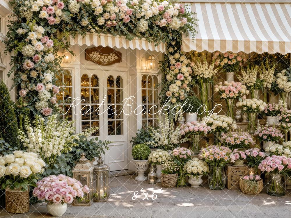 Kate Spring Flower Arch Storefront Garden Printed Backdrop Designed by Mini MakeBelieve