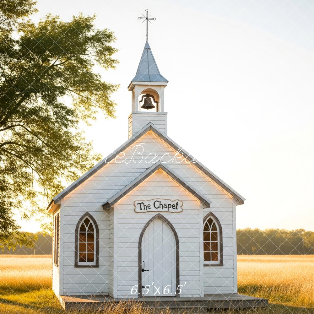 Kate Wedding White Chapel Meadow Sunset Backdrop Designed by Patty Roberts