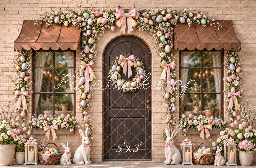 Kate Easter Floral Egg Arch Doorway Brick Wall Printed Backdrop Designed by Emetselch