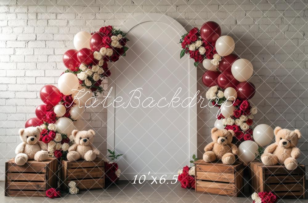 Fondo de arco de osito de peluche de globos diseñado por Mini MakeBelieve