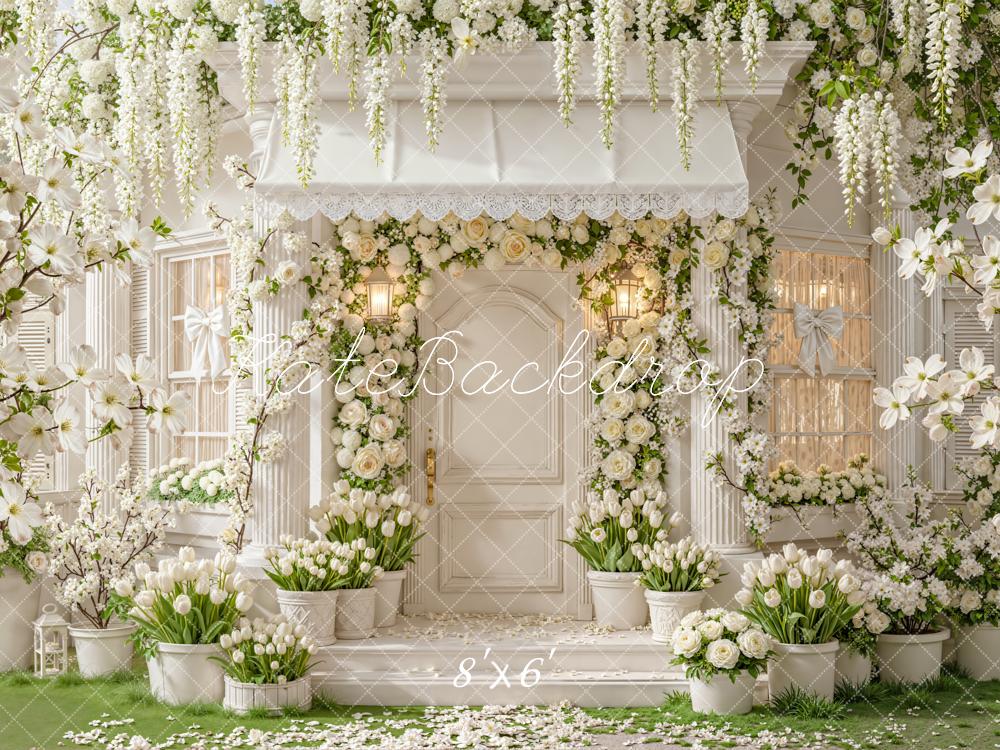 Kate Spring Flower Arch White Floral House Entrance Backdrop Designed by Emetselch