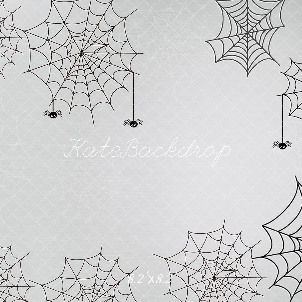 Kate Halloween Spider Webs Gray Backdrop Designed by Emetselch