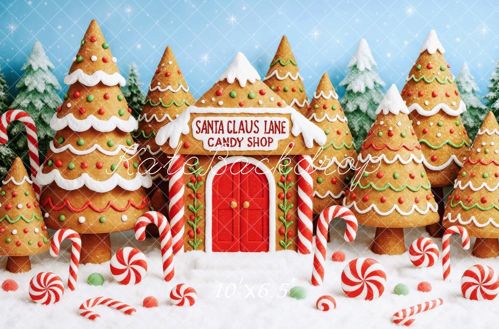 Kate Christmas Tree Gingerbread Candy Cane Backdrop Designed by Patty Roberts