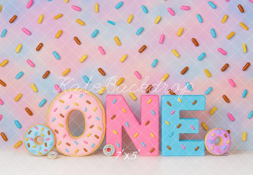 Kate First Birthday Donut Pastel Backdrop Designed by Ashley Paul
