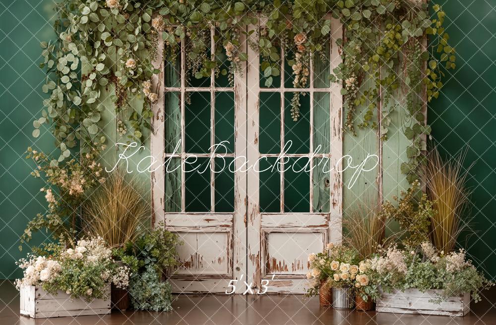 Kate Spring Vintage French Door Greenery Floral Arrangement Backdrop Designed by Emetselch