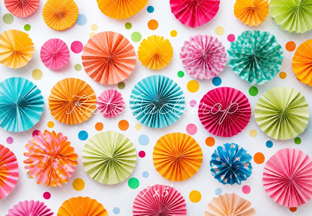 Colorful Paper Fans Party Backdrop