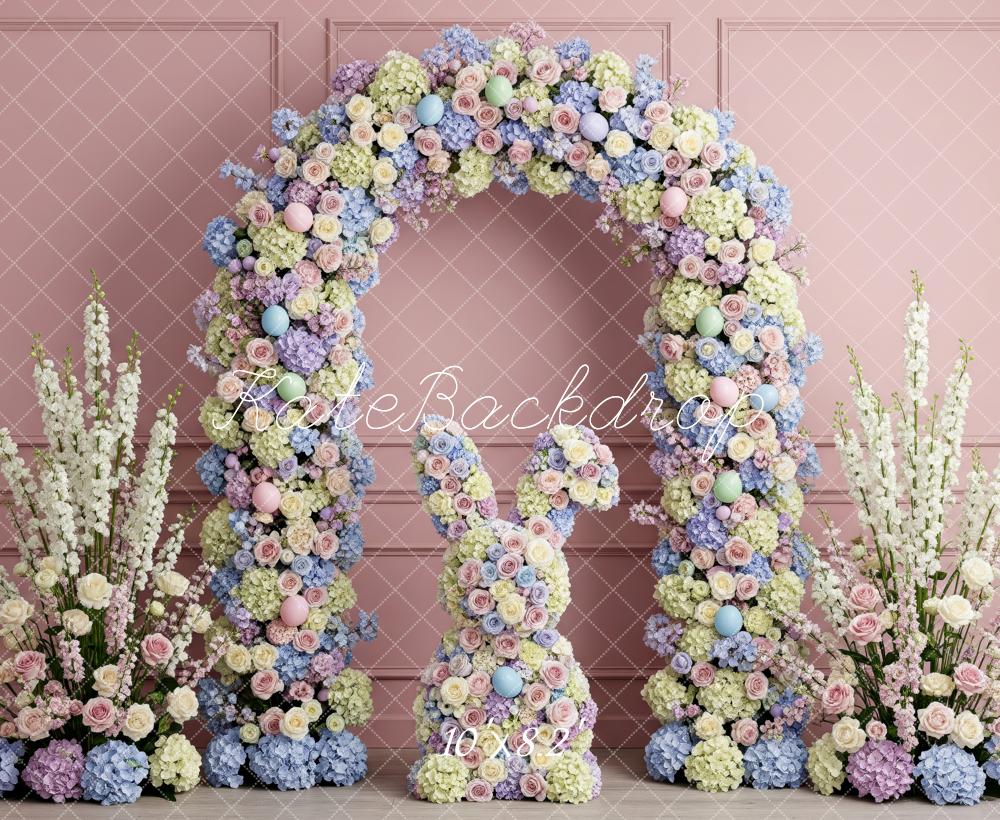Kate Easter Bunny Flower Arch Pastel Pink Wall Backdrop Designed by Patty Roberts