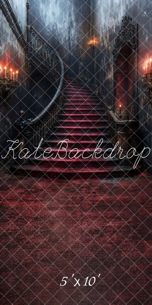 Kate Halloween Gothic Cascading Stairs Red Carpet Backdrop Designed by Emetselch